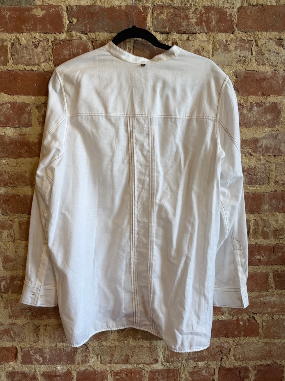 Billy Reid White Banded Collar Button-Up - Picture 4 of 7